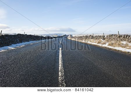 Country Road Through Winter Rural Scene