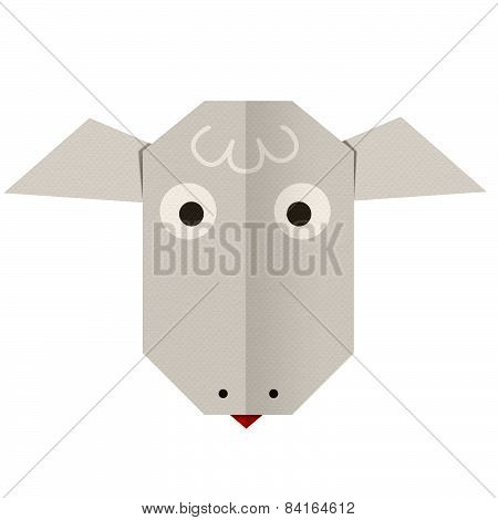 origami paper a sheep (face)