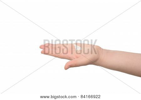 White Lotion On A Hand