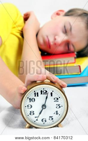 Kid Sleep With Alarm Clock