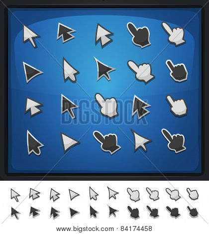 Comic Computer Cursors, Pointers And Arrows Icons