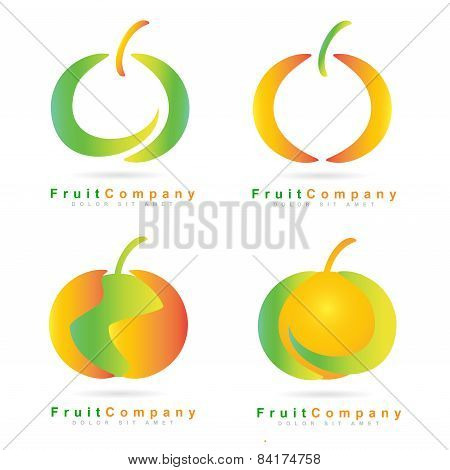 Colored Fruit Logo Set