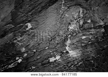 black and white rock texture closeup background