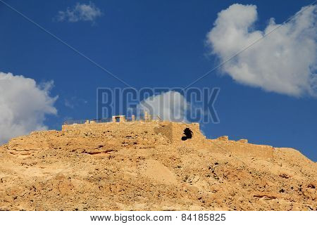 Negev Desert . Mountain  Avdat With Antic  Nabatean City