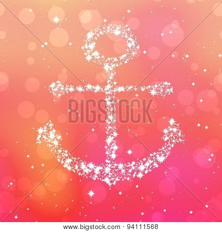 Starry Anchor Decor On Pink Background