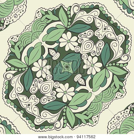 Seamless colored pattern tracery handmade Natural