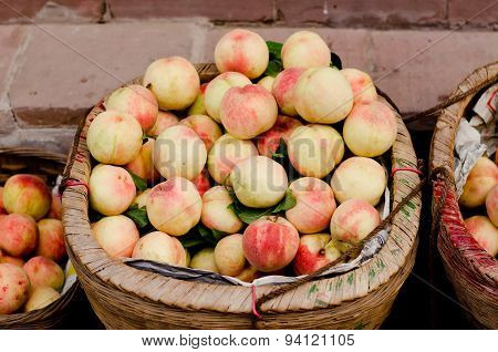 Peaches At The Ancient Hakka Luodai Village In Chengdu City