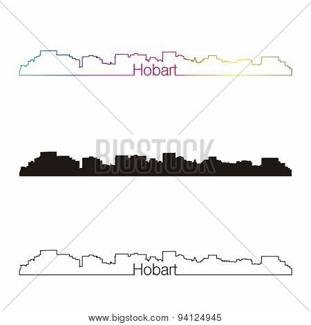 Hobart Skyline Linear Style With Rainbow