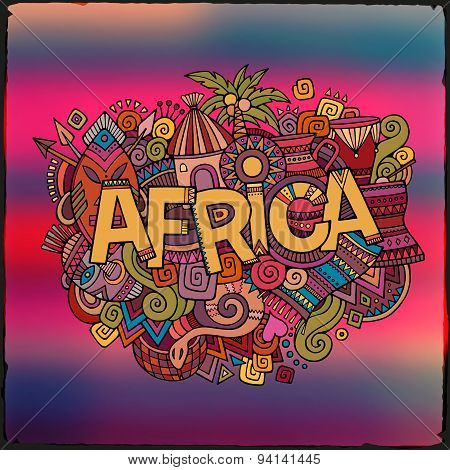 Africa hand lettering and doodles elements background