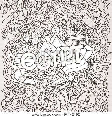 Egypt hand lettering and doodles elements background