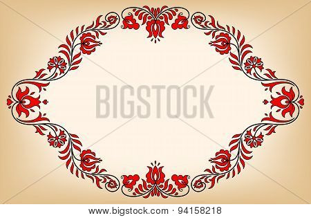 Vintage Frame With Traditional Hungarian Floral Motives