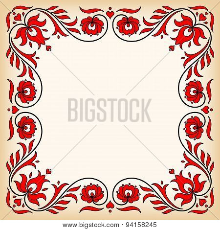 Vintage Frame With Traditional Hungarian Floral Motives