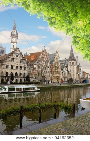 historical Graslei harbor  , Ghent