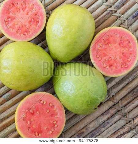 Fresh Goiaba On Wooden Table