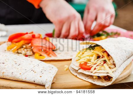 chef making tortilla