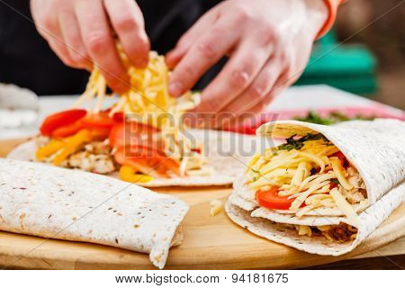 chef making tortilla
