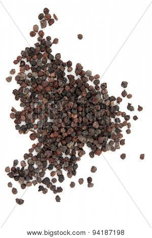 Schisandra berry fruit used in chinese herbal medicine over white background. Schisandra chinensis. Wu wei zi.