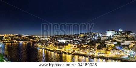 Porto In Portugal At Night
