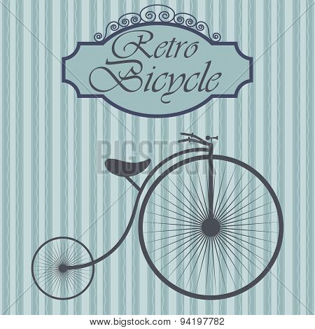 Retro Bicycle On Hipster Background. Vintage Sign Design. Old Fashiond Theme Label