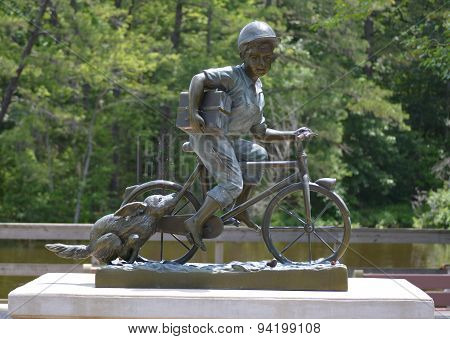 Boy Going To School Statue