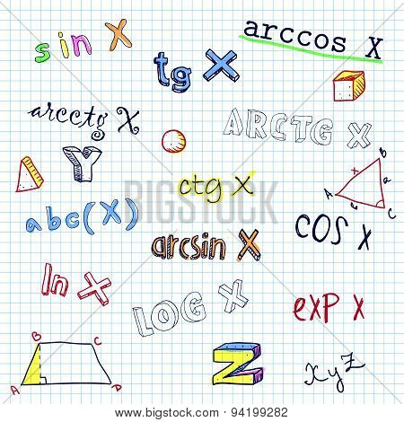 Vector seamless pattern with sketchy science symbols