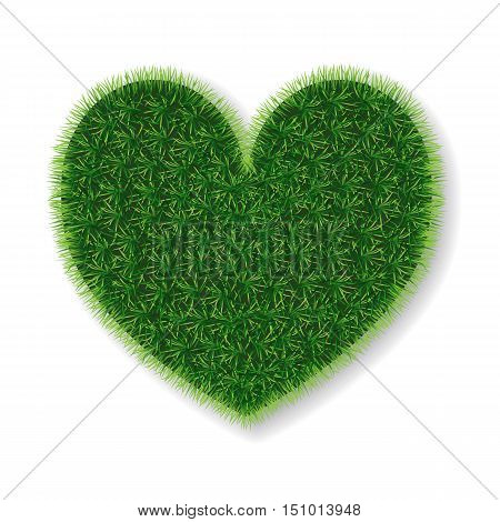 Isolated vector heart made of grass on white background.
