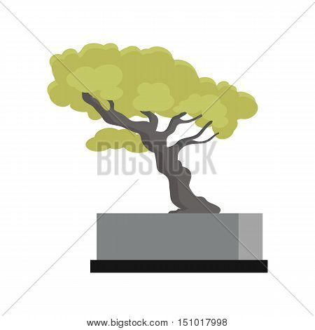 Tree souvenir accessoire. Money Tree icon. Modern office interior element. Memorable present. Table decoration. Currency investment symbol. Earning and trade concept. Tree with green leaves. Vector