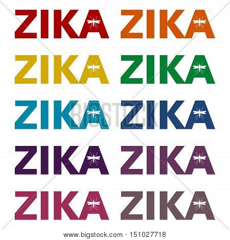 Simple Zika virus icons set on white background
