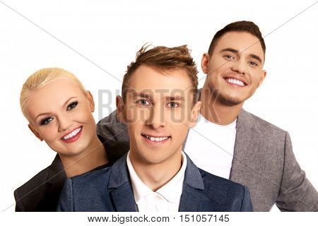 Happy business people - two man and woman