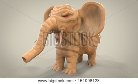 3d illustration of angry cartoon elephant. isolated on white background