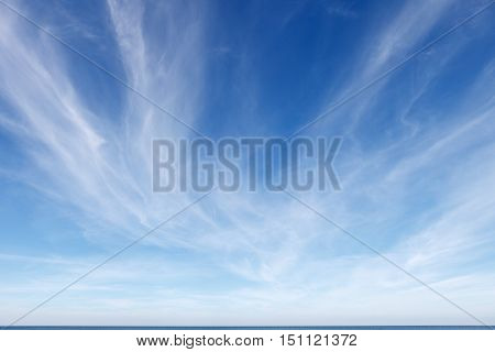 beautiful blue sky with white Cirrus clouds