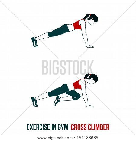 Fitness, Aerobic and workout exercise in gym. Vector set of workout icons in flat style isolated on white background.
