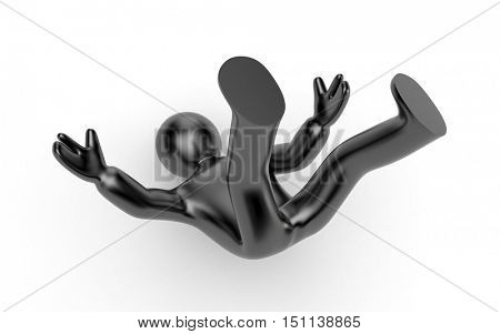 3d man falling on the ground. 3d illustration