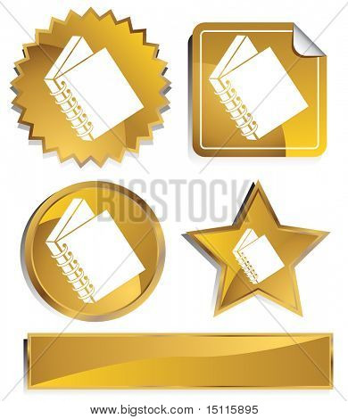 espiral ligado ouro de ícone de livro