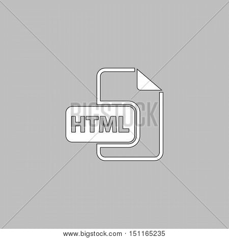 html Simple line vector button. Thin line illustration icon. White outline symbol on grey background