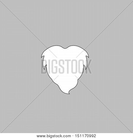 Beard Simple line vector button. Thin line illustration icon. White outline symbol on grey background
