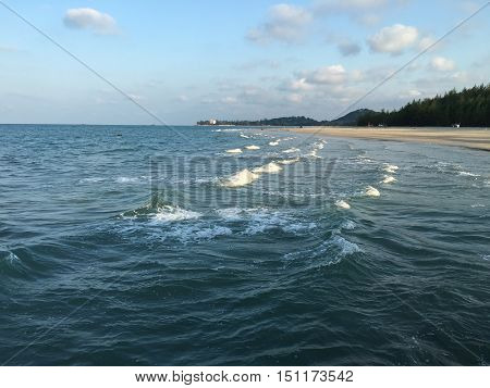 Beachside peaceful with a little wave. In vacation time.