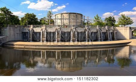 Flood control gate along the San Antonio River in San Antonio Texas