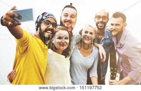 Group Of People Taking Pictures Concept