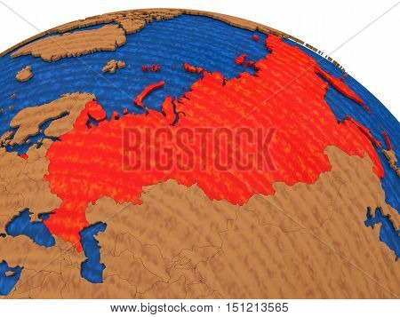 Russia On Wooden Globe