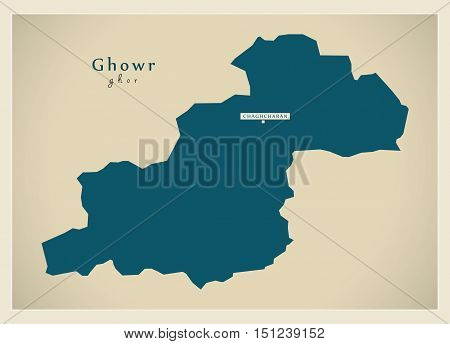 Modern Map Ghowr Afghanistan AF vector high res