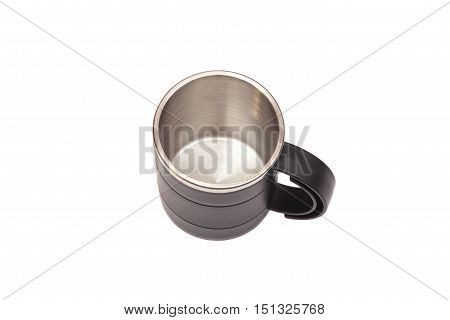 Black Thermos Travel Mug on white background