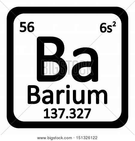 Periodic table element barium icon on white background. Vector illustration.