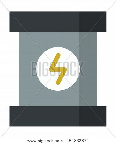 Parts of machinery flat mechanism manufacturing work detail design. Gear mechanical equipment part industry mechanism icon. Vector technology icon industry engineering technical factory mechanism