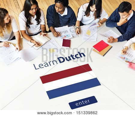 Learn Dutch Language Online Education Concept
