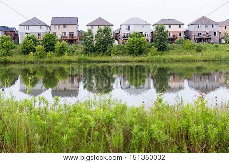 The storm water management pond in the Hyde Park neighborhood in London Ontario also serves as a natural area and green space.