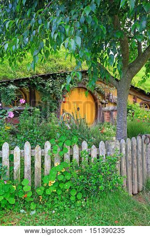 Matamata, New Zealand - January 15, 2015: Hobbiton - Fictional Village Created For The Movie Lord Of