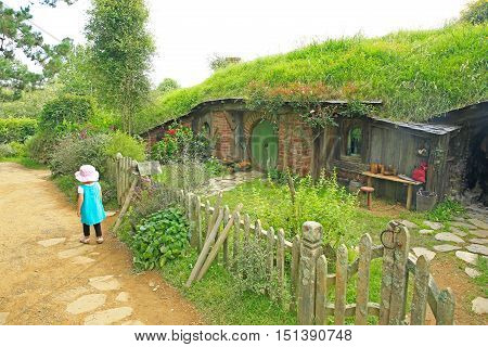 Matamata, New Zealand - January 15, 2015: Hobbiton - Fictional Village Created For The Movie Lord Of