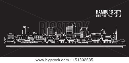 Cityscape Building Line art Vector Illustration design - Hamburg city