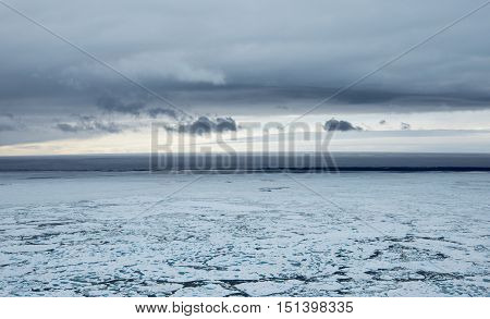 Icebreaker in the ice travel in the Arctic